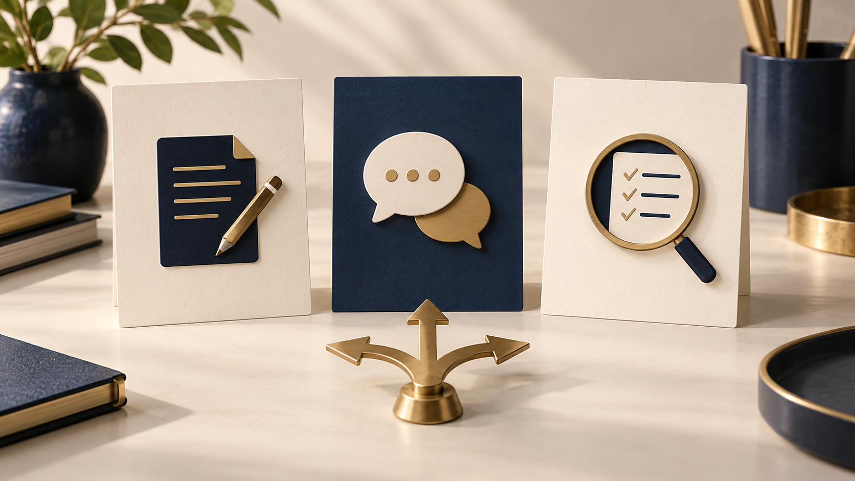 Illustration of choosing between a quote, consultation and assessment as the first customer step.